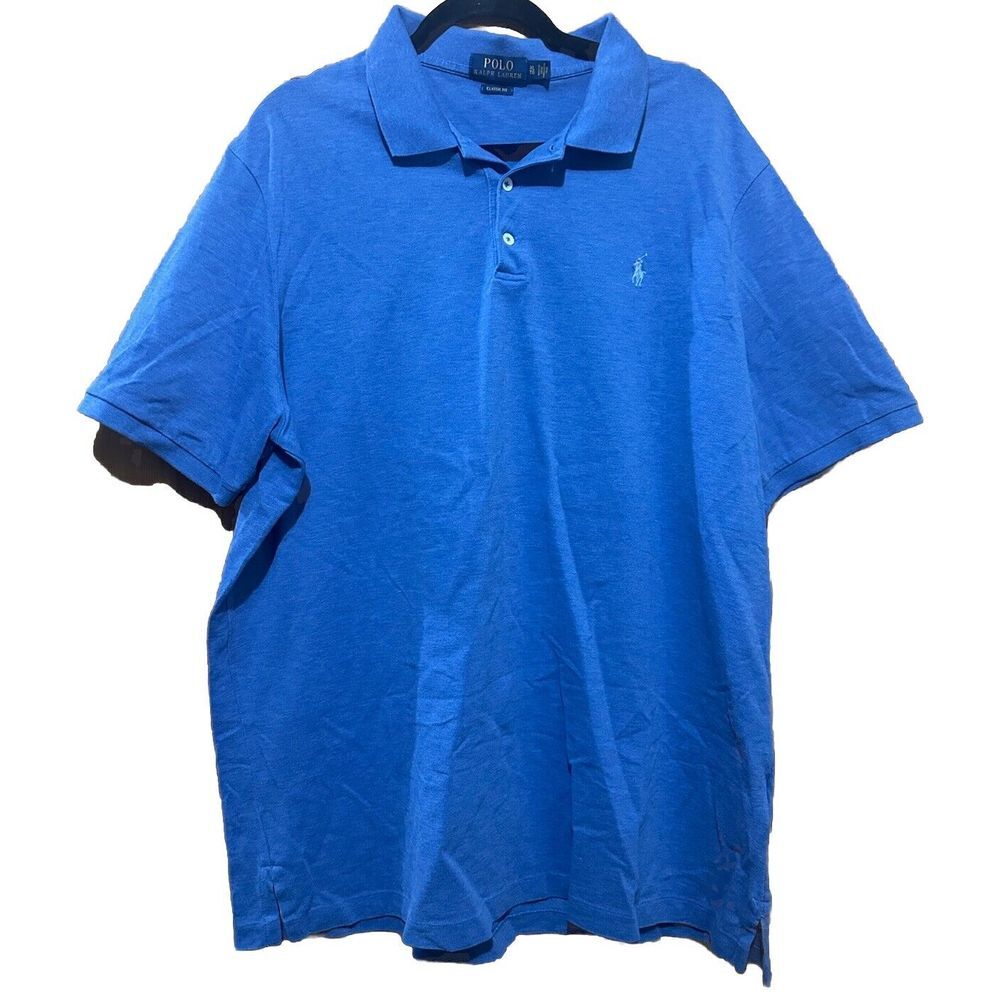 POLO RALPH LAUREN MEN'S SOFT‎  BLUE POLO SHIRT SIZE XL EXCELLENT